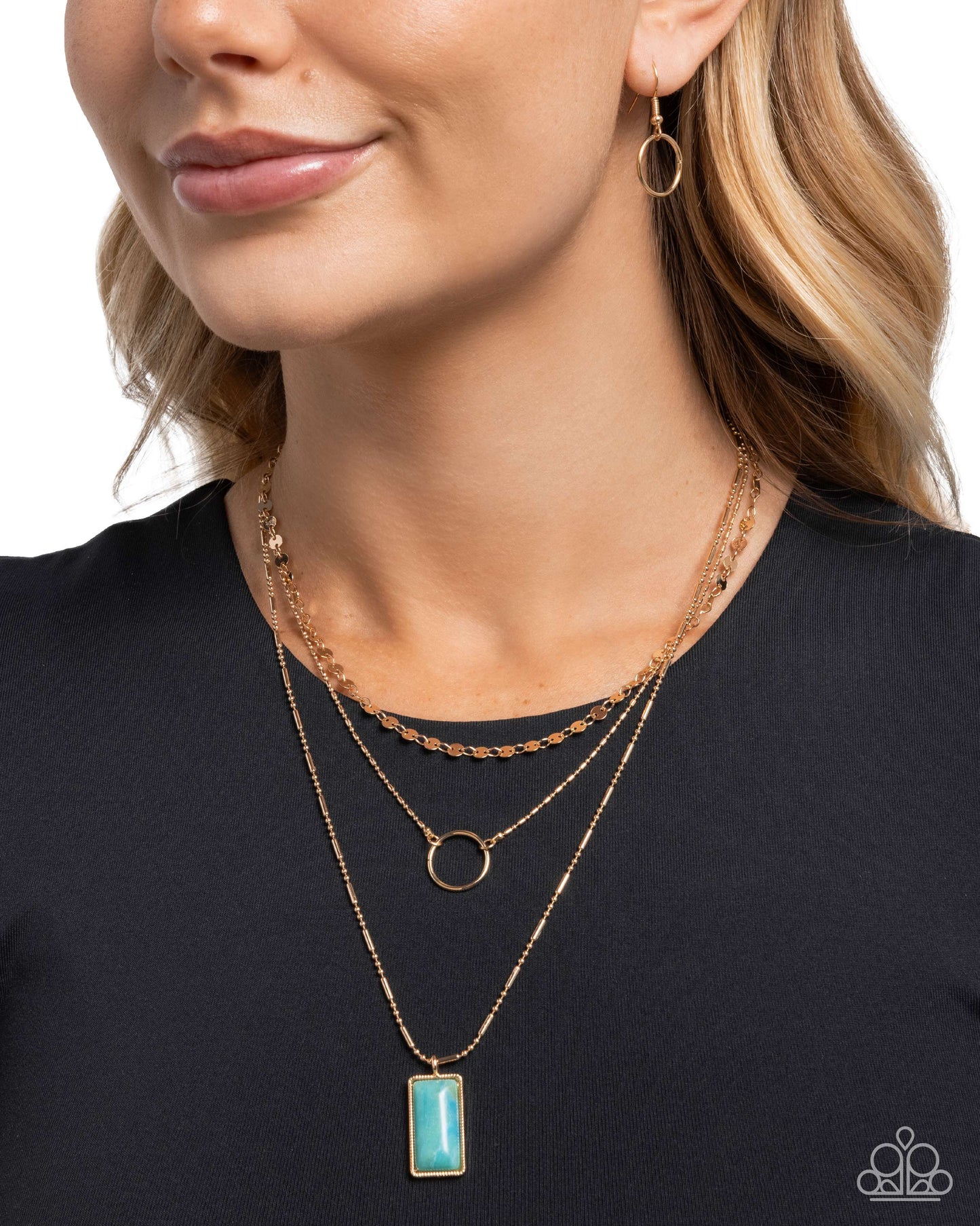 Layered Lyric - Gold Turquoise  Necklace