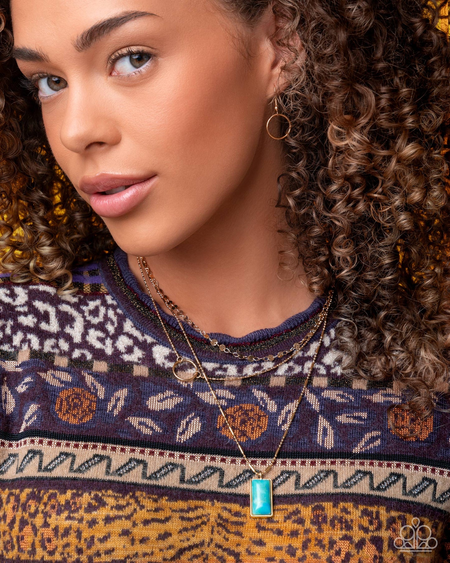 Layered Lyric - Gold Turquoise  Necklace