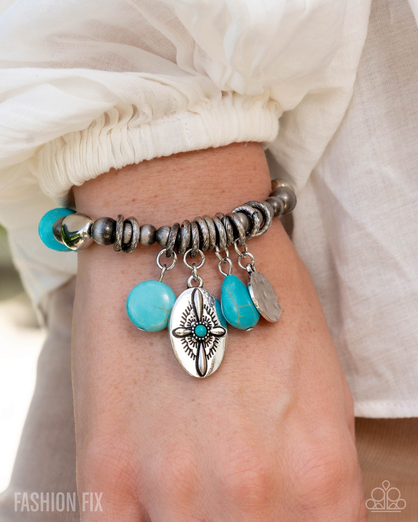 Authentic Apparel - Silver w/Turquoise Stone Bracelet