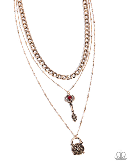 Keen Keys - Gold w/Red Necklace