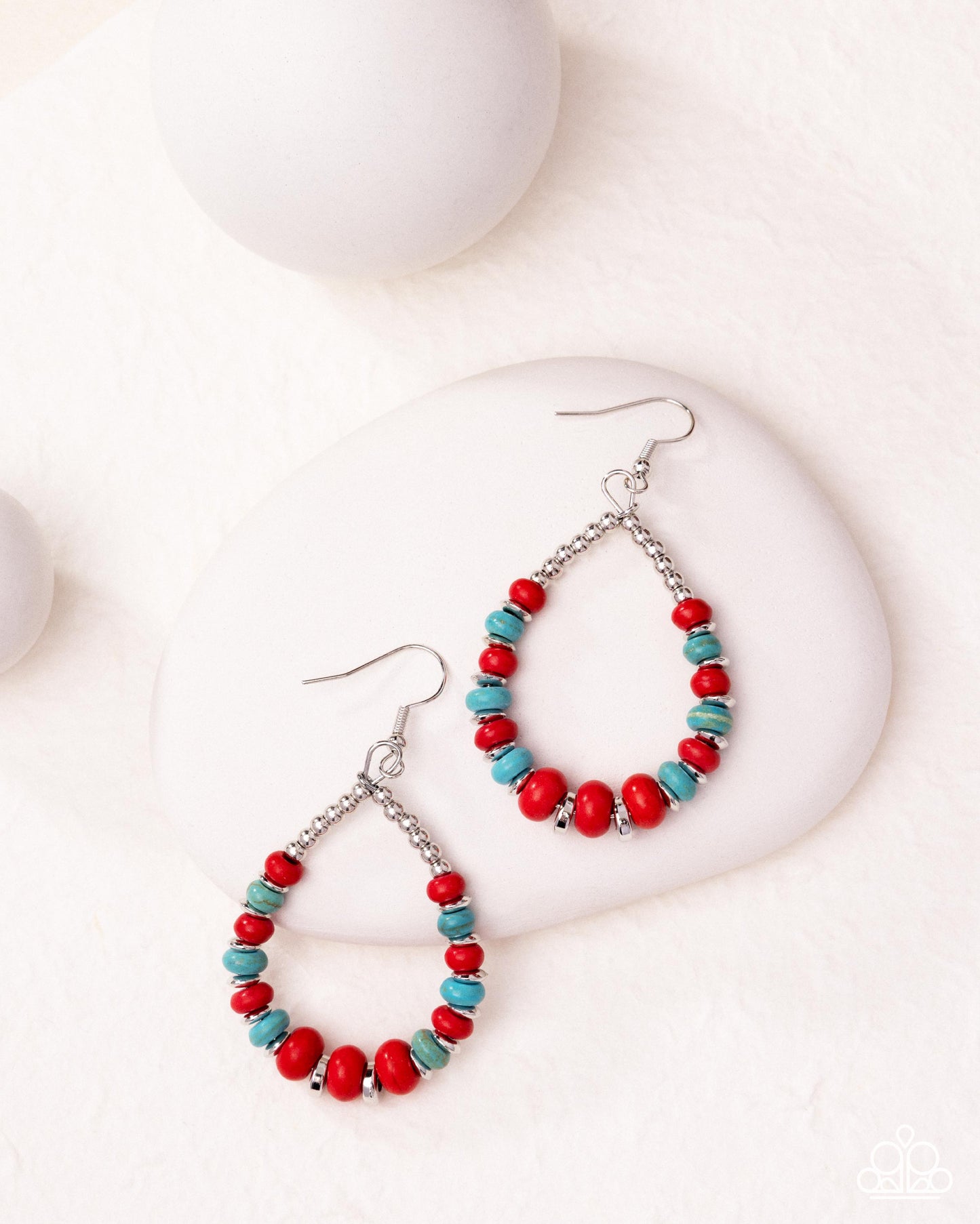 Carefree Color - Red & Turquoise Earrings