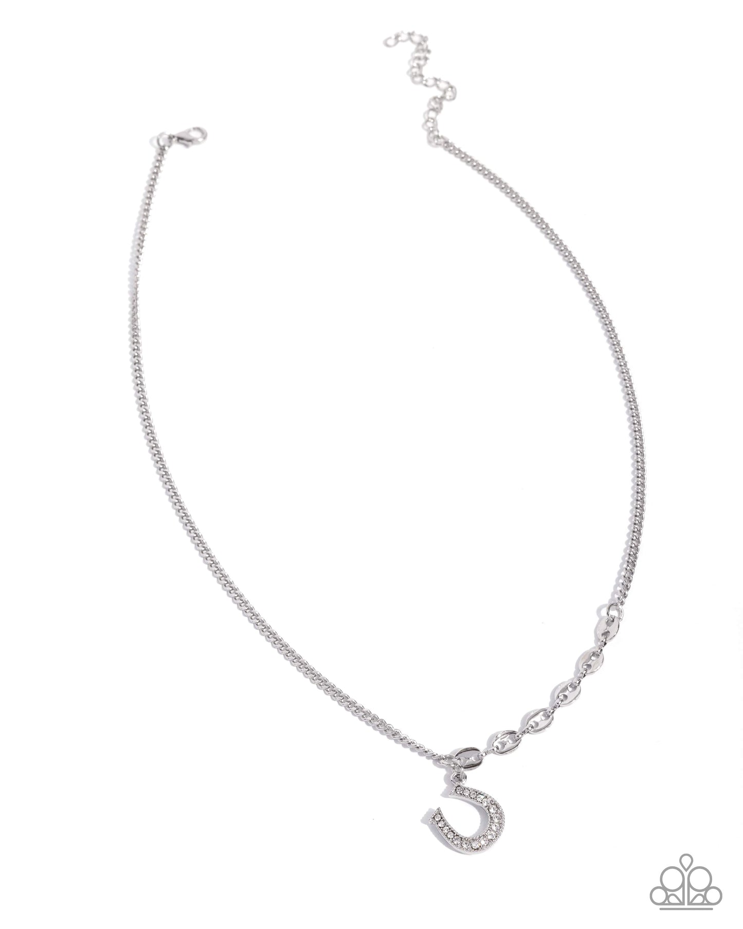 Horseshoe Headline - Silver w/White Rhinestones Necklace