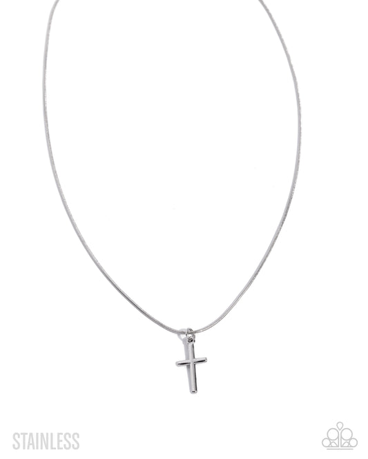 Giving Grace - Silver Cross Necklace - Stainless Steel