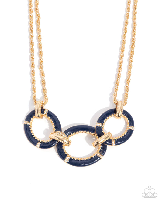 Teamwork Makes the Dream Work - Gold w/Blue Necklace
