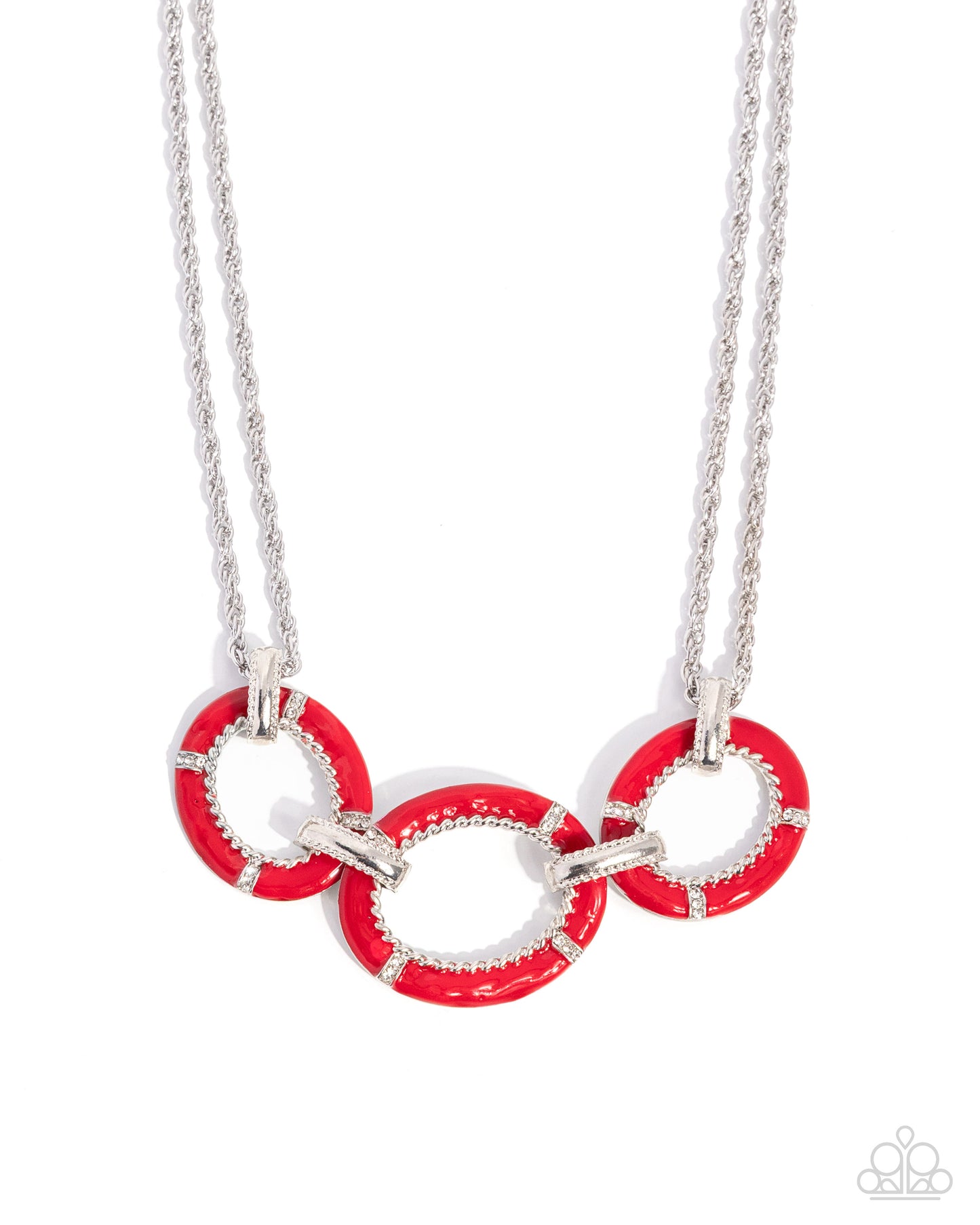 Teamwork Makes the Dream Work - Silver w/Red Necklace