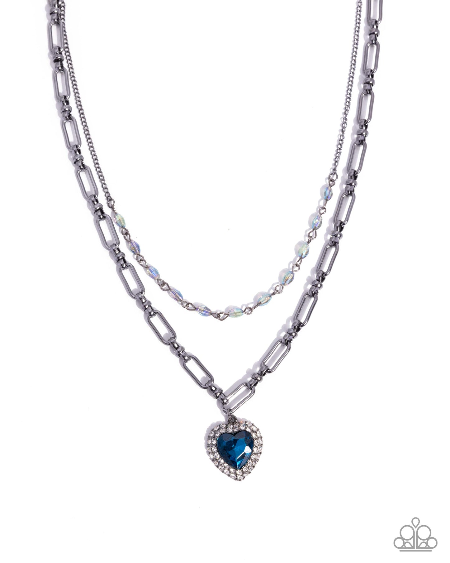 Match Made In HAUTE - Gunmetal w/Blue Heart Necklace