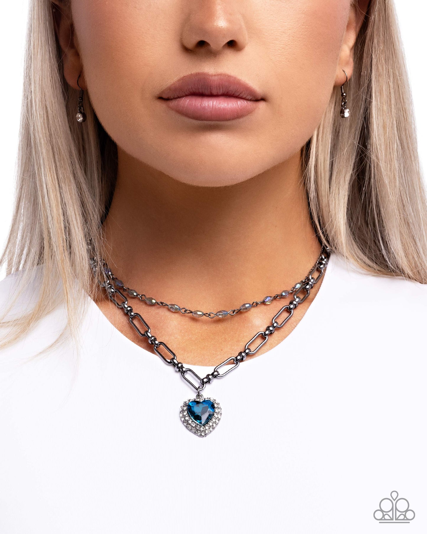 Match Made In HAUTE - Gunmetal w/Blue Heart Necklace