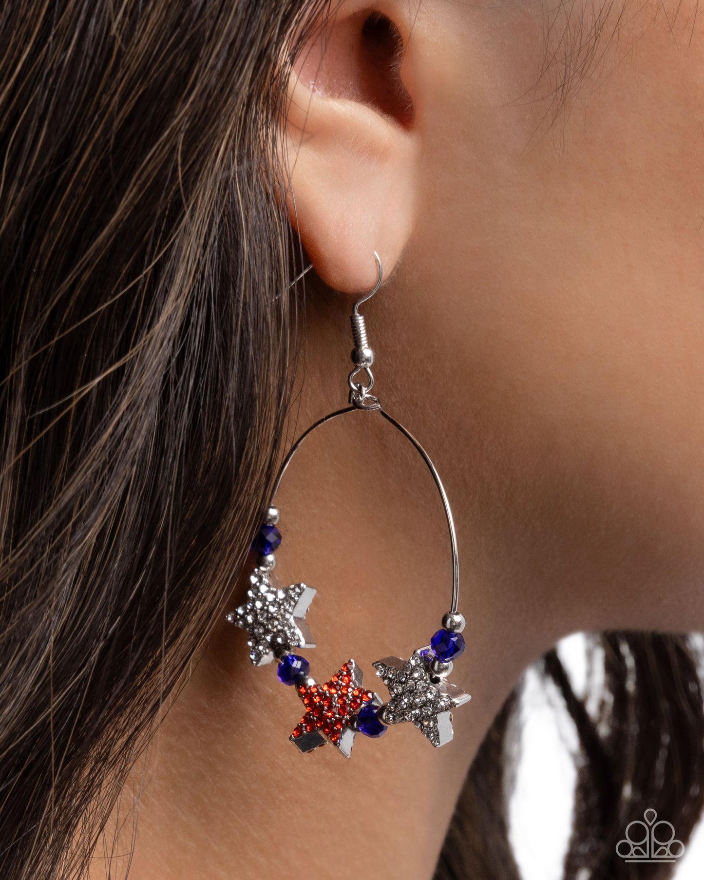 Country Countdown - Silver w/Red, White & Blue Earrings