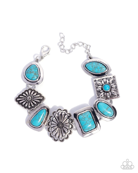 Rustic Remark - Silver w/Turquoise Stone  Bracelet