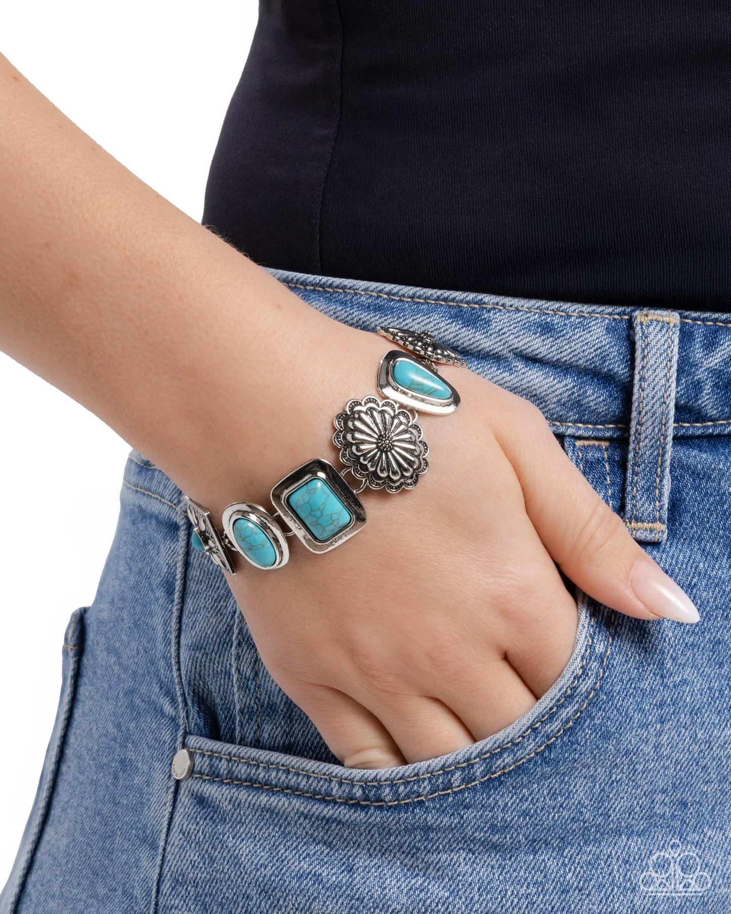 Rustic Remark - Silver w/Turquoise Stone  Bracelet