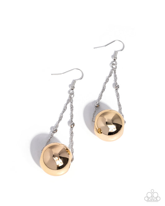 Edgy Emphasis - Silver & Gold Earrings