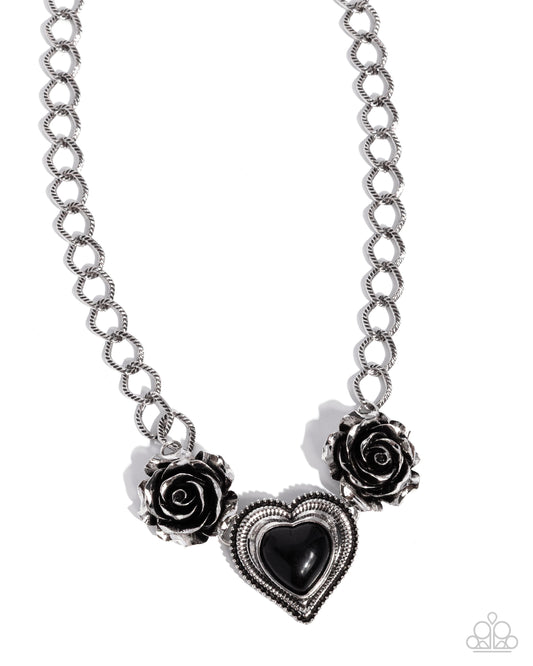 Be My Forever - Silver w/Black Heart Necklace