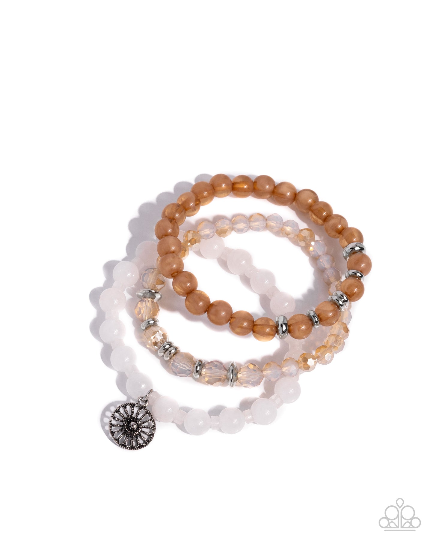 WHEEL-Y Colorful - Silver w/White & Tans Bracelet