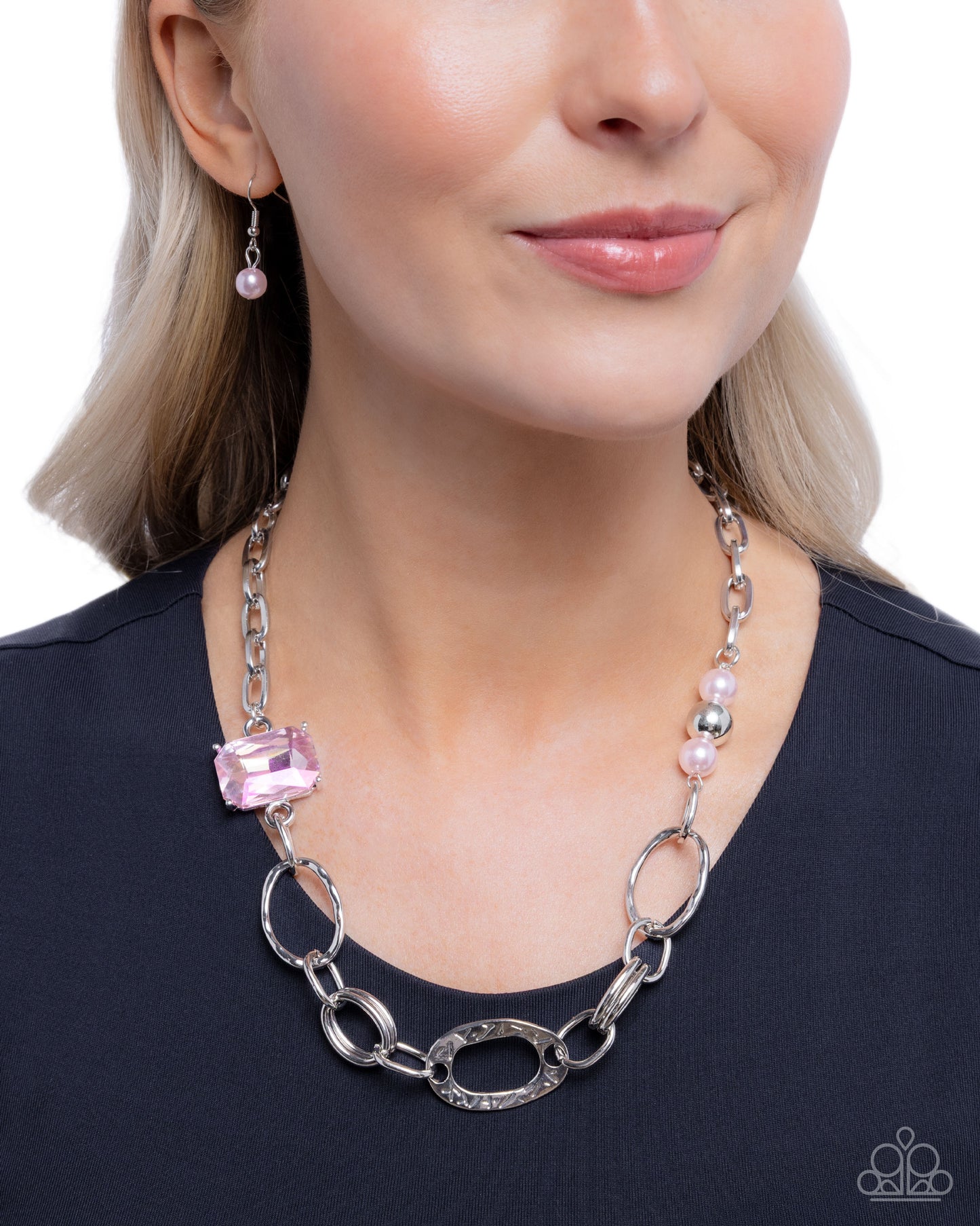 Attention to Detail - Silver w/Pink Necklace