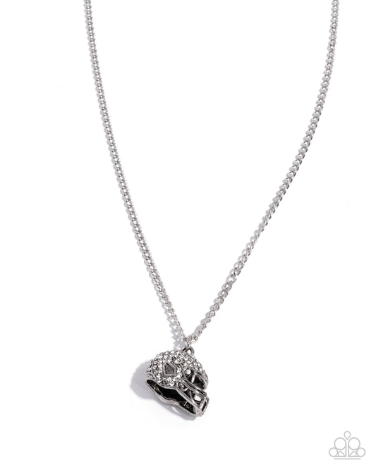 Quarterback Chic - Silver w/White Rhinestones Necklace