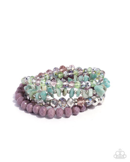 Secure Stones - Silver w/Purple & Light Greens  Bracelet