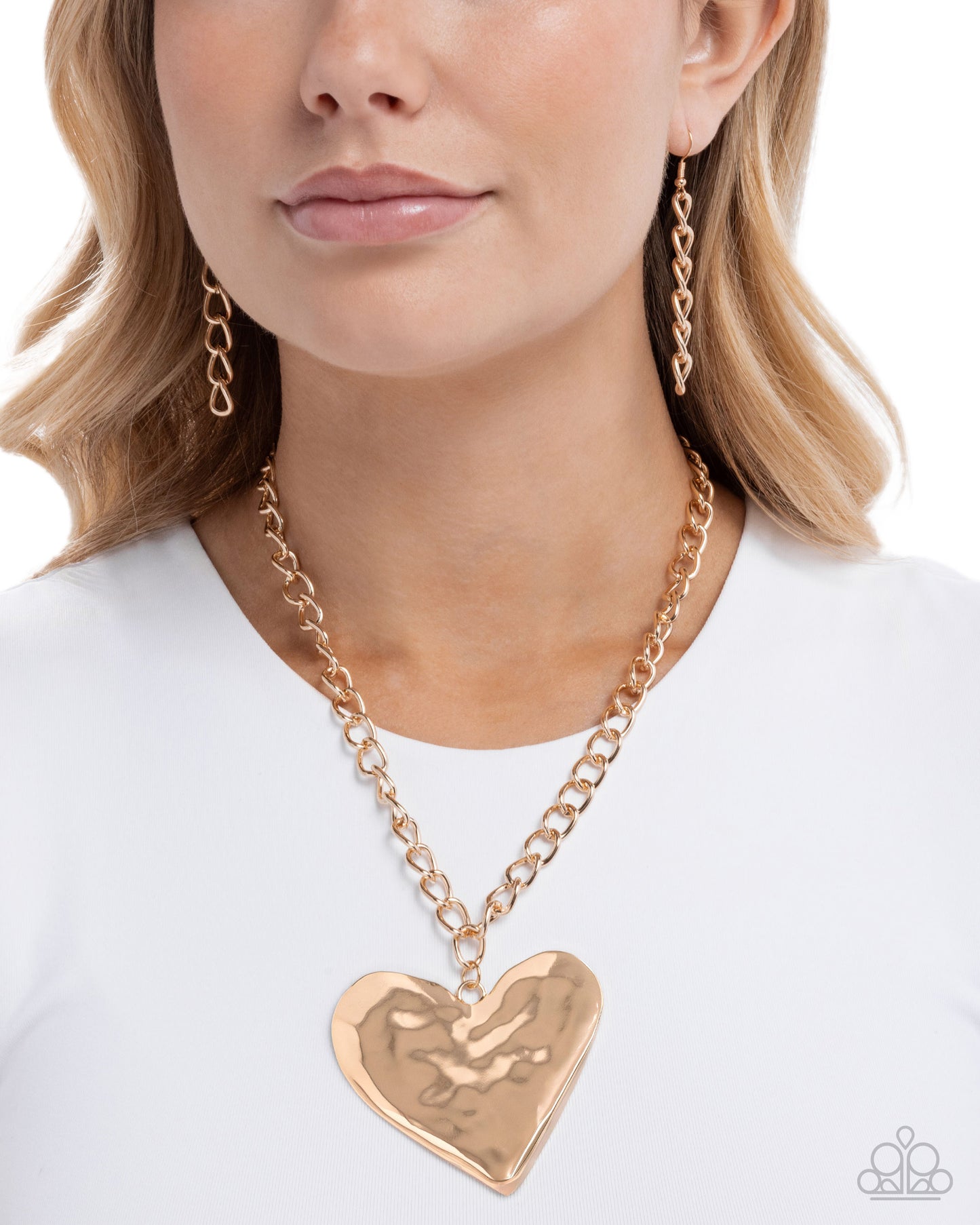 Hammered Heartthrob - Gold Heart Necklace