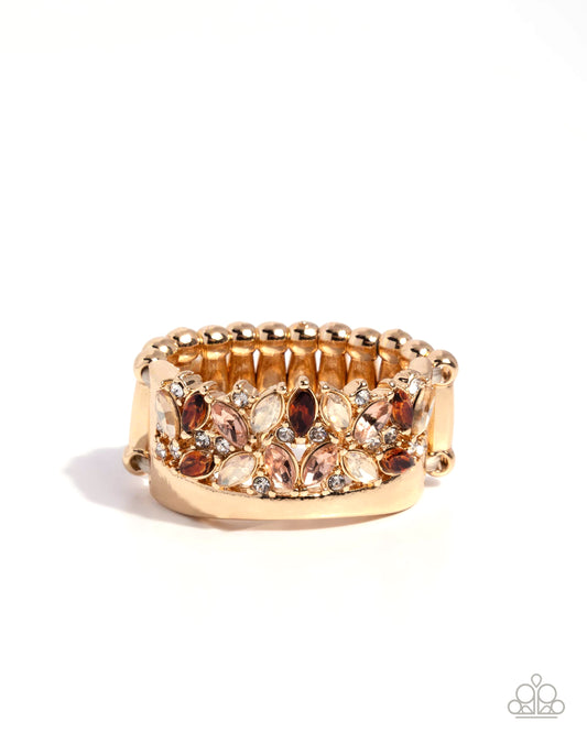 Crowning Chic - Gold w/Multi Browns Ring