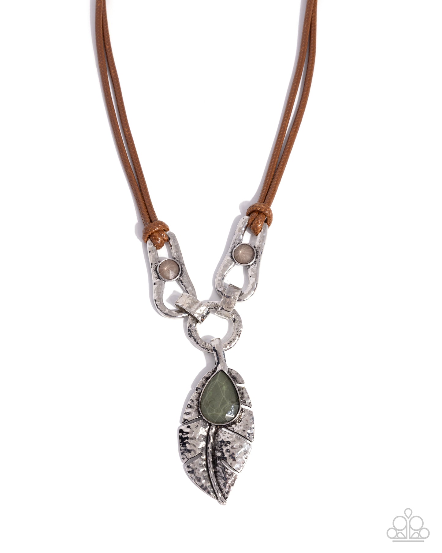 Fierce Feather - Silver w/Green Necklace