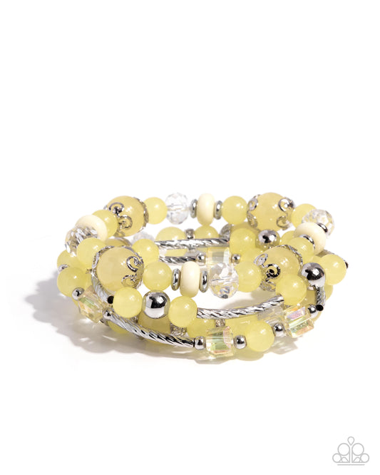 Endearing Ease - Silver w/Yellow Bracelet