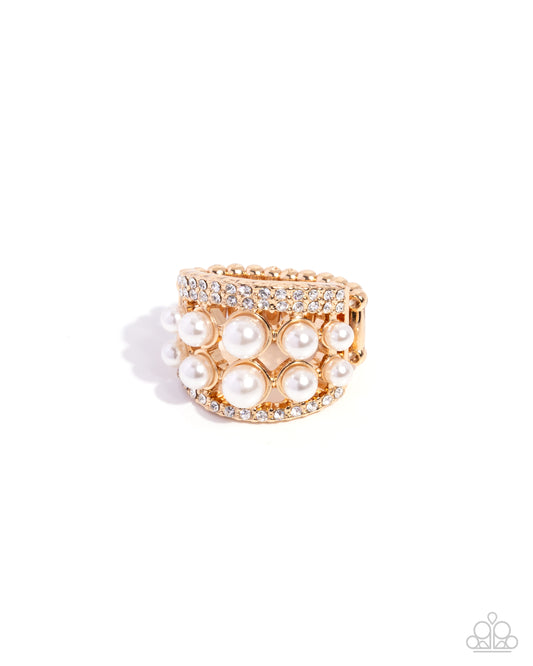 Glossy Gallery - Gold with Pearls Ring