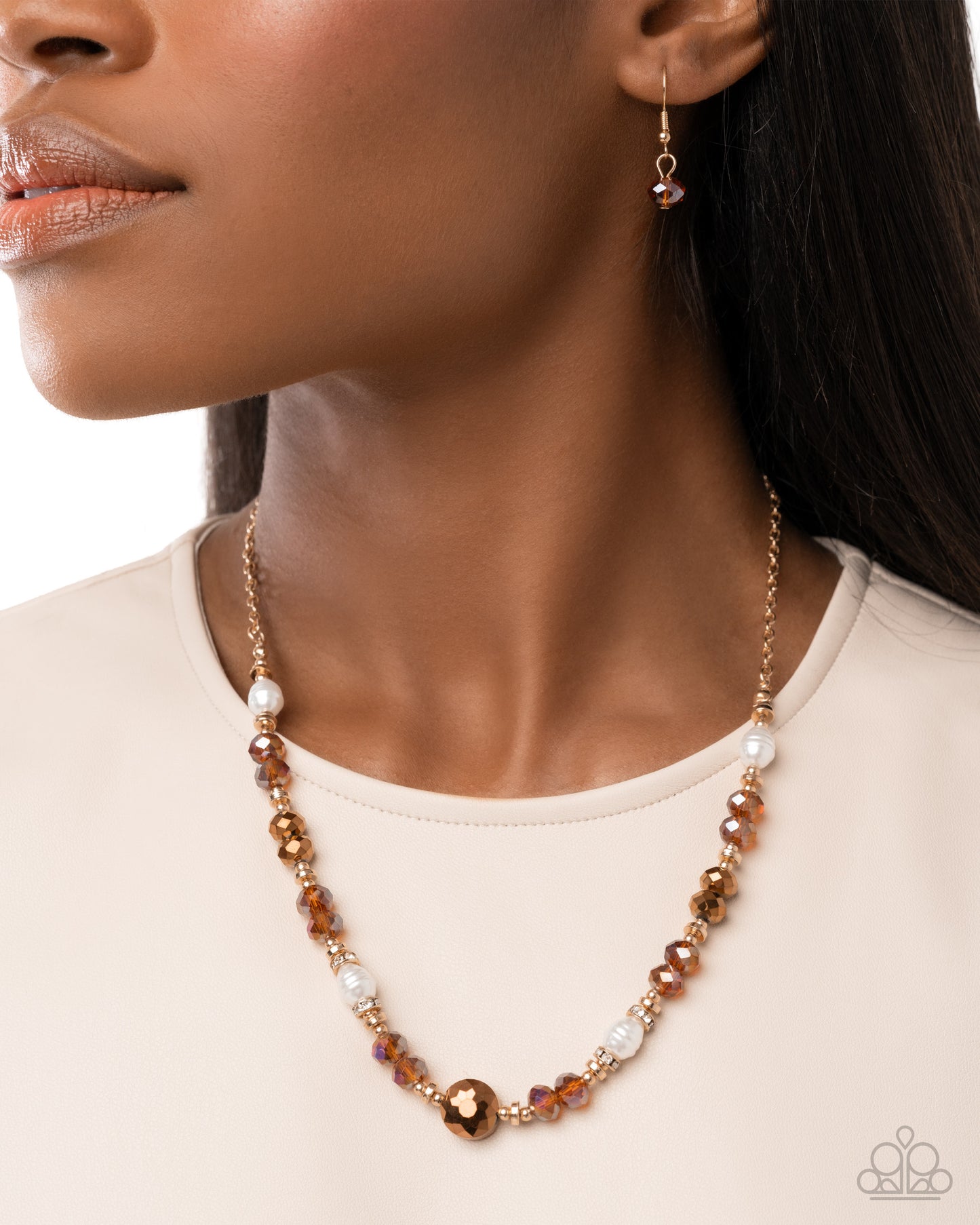 Complete Look - Allegro Assumption Set - Necklace & Bracelet - Gold w/Brown