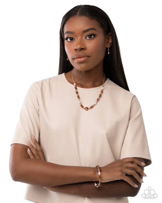Complete Look - Allegro Assumption Set - Necklace & Bracelet - Gold w/Brown