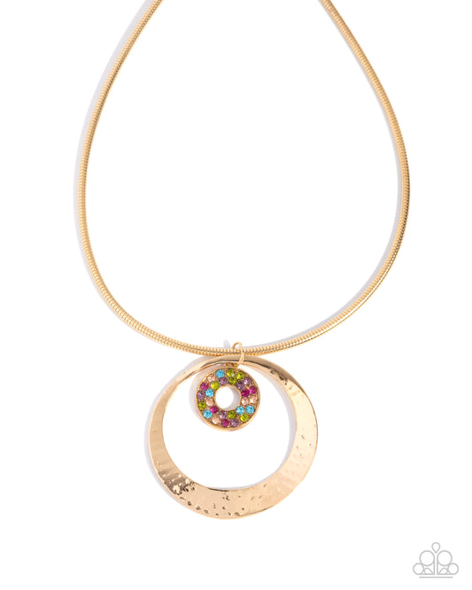Waltzing Wayfare - Gold w/Multi  Necklace