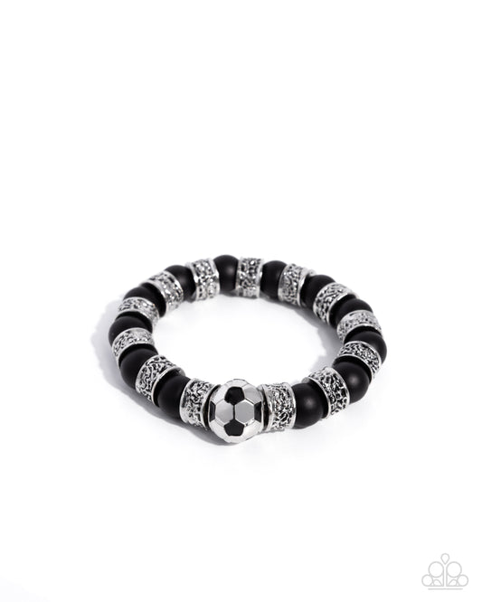 Soccer Champ - Silver & Black Bracelet