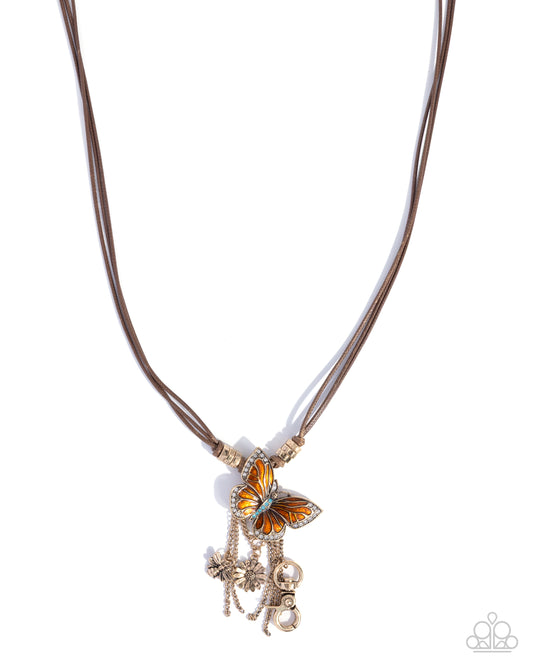 Whimsical World - Brown Cord Butterfly Necklace