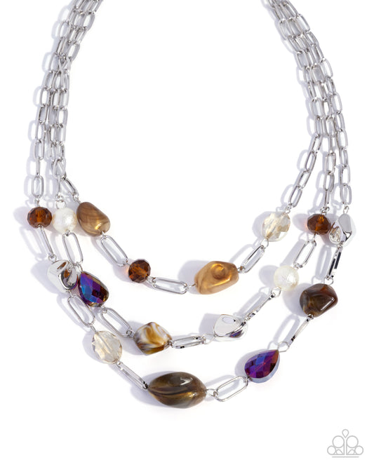 Tangible Tiers Necklace - Brown