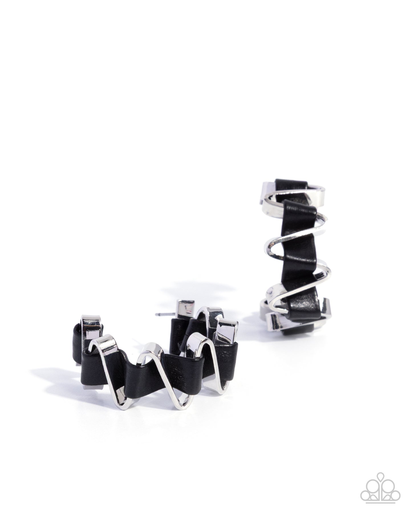 Captivating Corkscrew - Silver w/Black Earrings