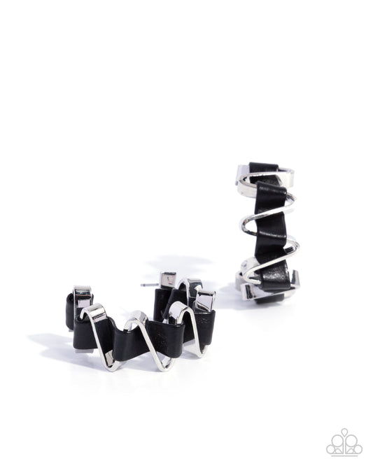 Captivating Corkscrew - Silver w/Black Earrings