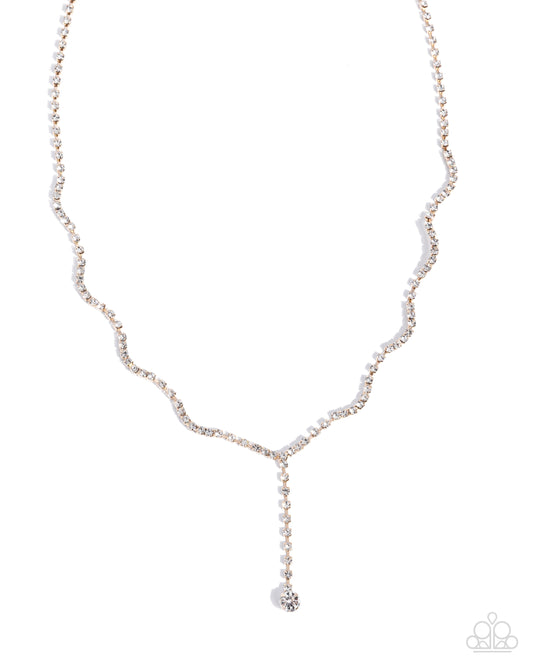 Debonair Dance - Gold w/rhinestones Necklace