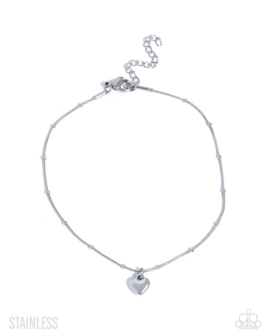 Unrequited Crush - Silver Heart Anklet
