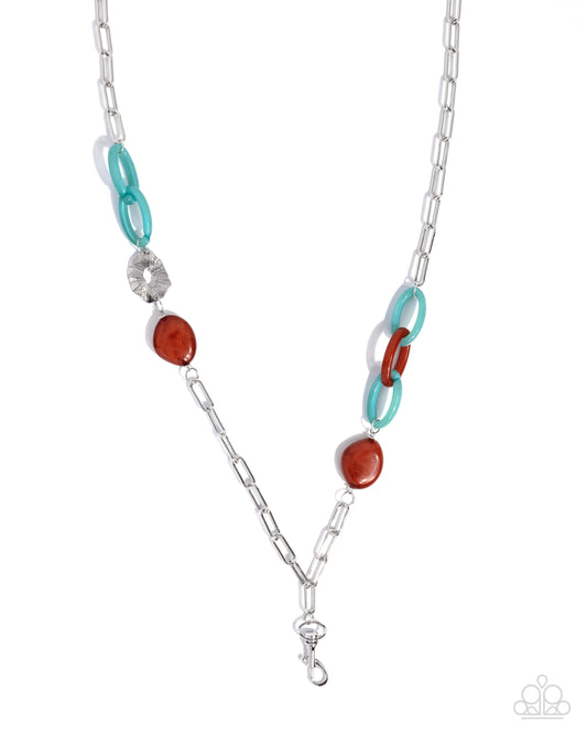 Driven Dance - Silver w/Blue & Brown Lanyard Necklace