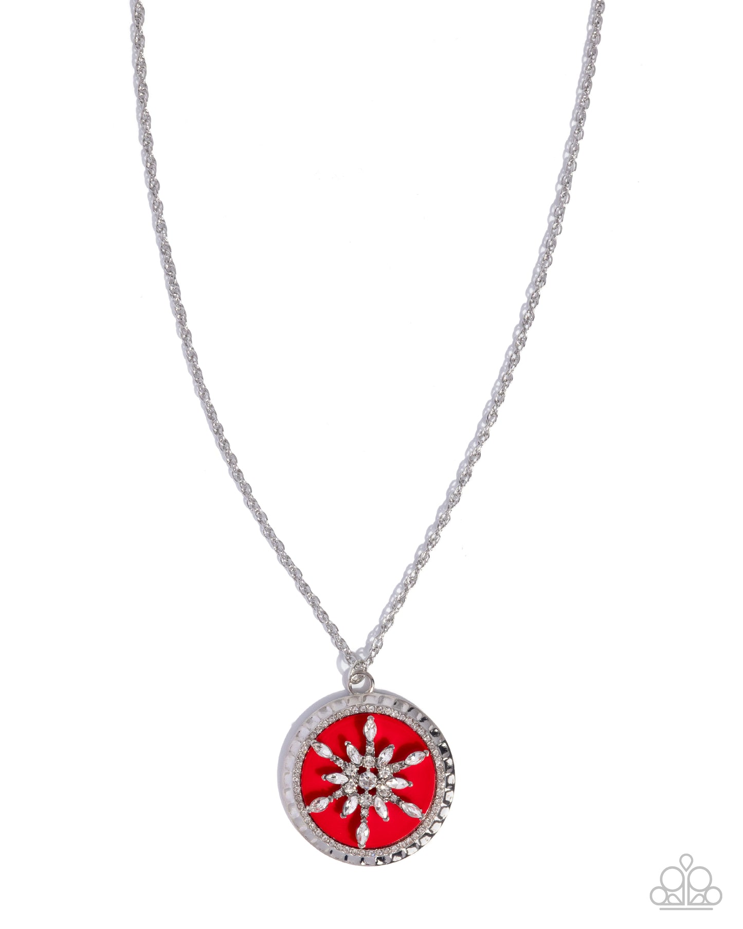 Snowflake Story - Silver w/Red Necklace