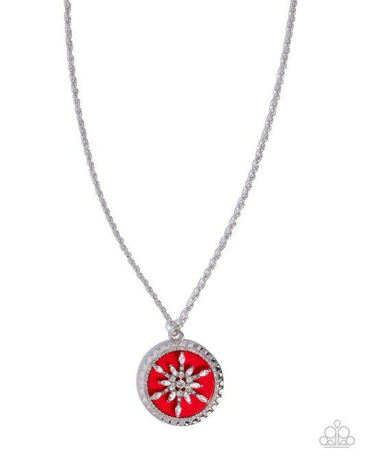 Snowflake Story - Silver w/Red Necklace