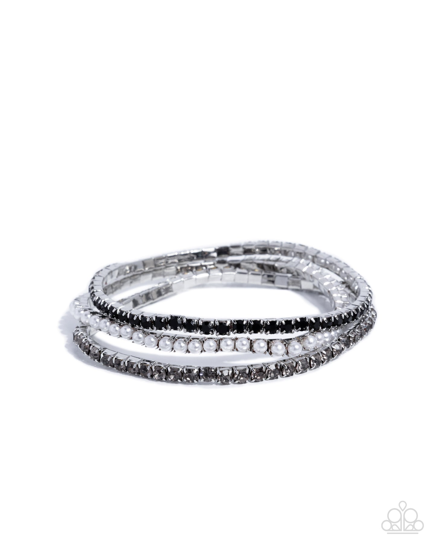 Colorful Cabaret - Silver w/Black & Pearls Bracelet