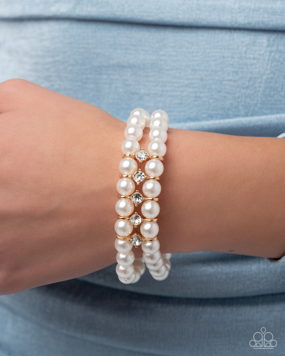 Paid in Pearls - Pearls w/Gold Necklace & Bracelet Set