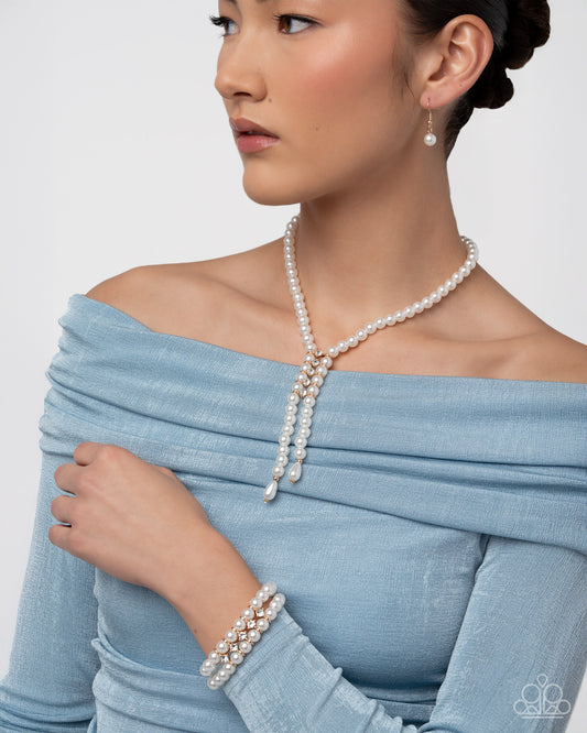 Paid in Pearls - Pearls w/Gold Necklace & Bracelet Set