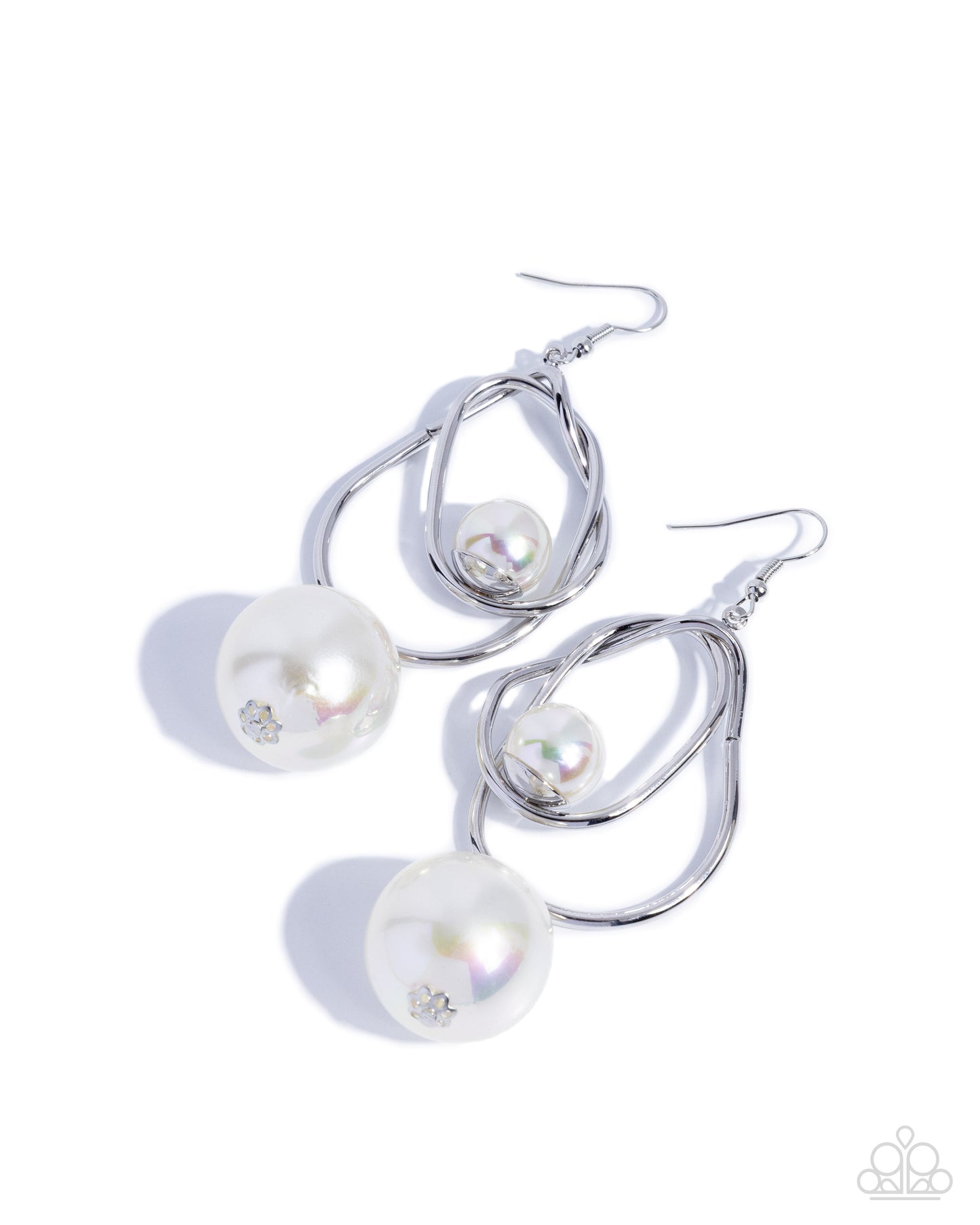 Royal Rotation - Silver w/White Pearl Earrings