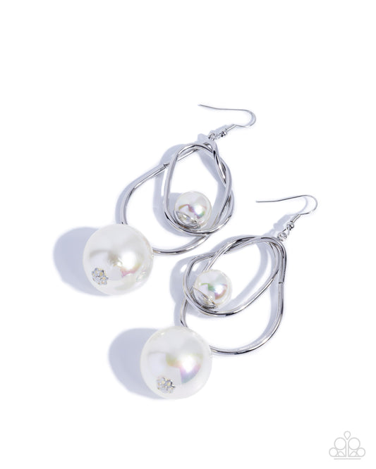 Royal Rotation - Silver w/White Pearl Earrings