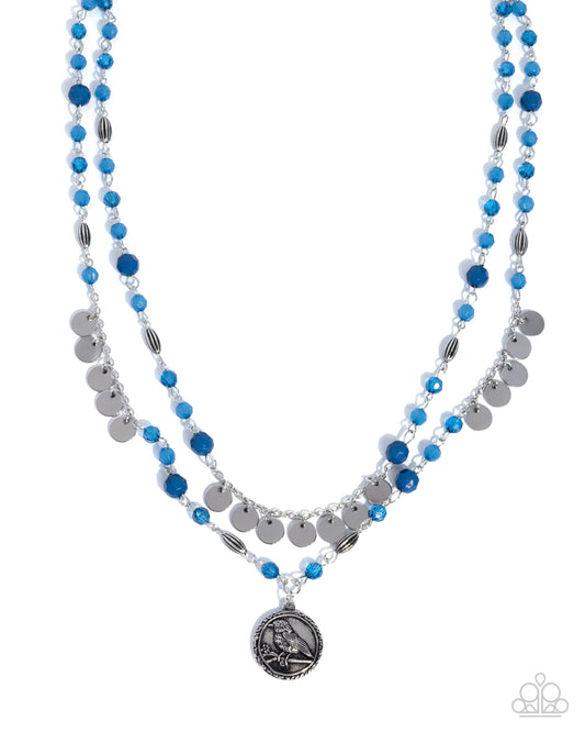 Singular Sparrow - Silver w/Blue Necklace