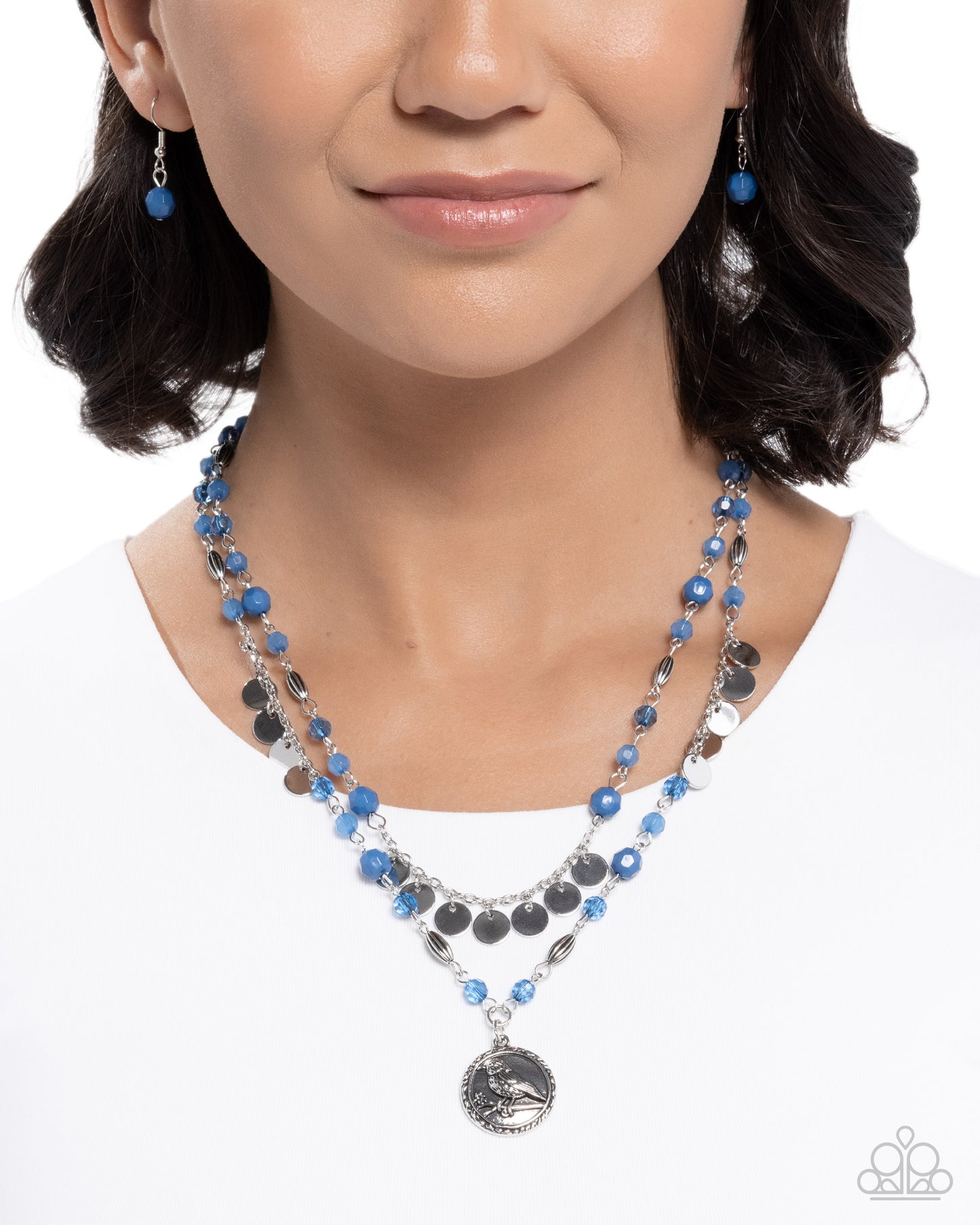 Singular Sparrow - Silver w/Blue Necklace