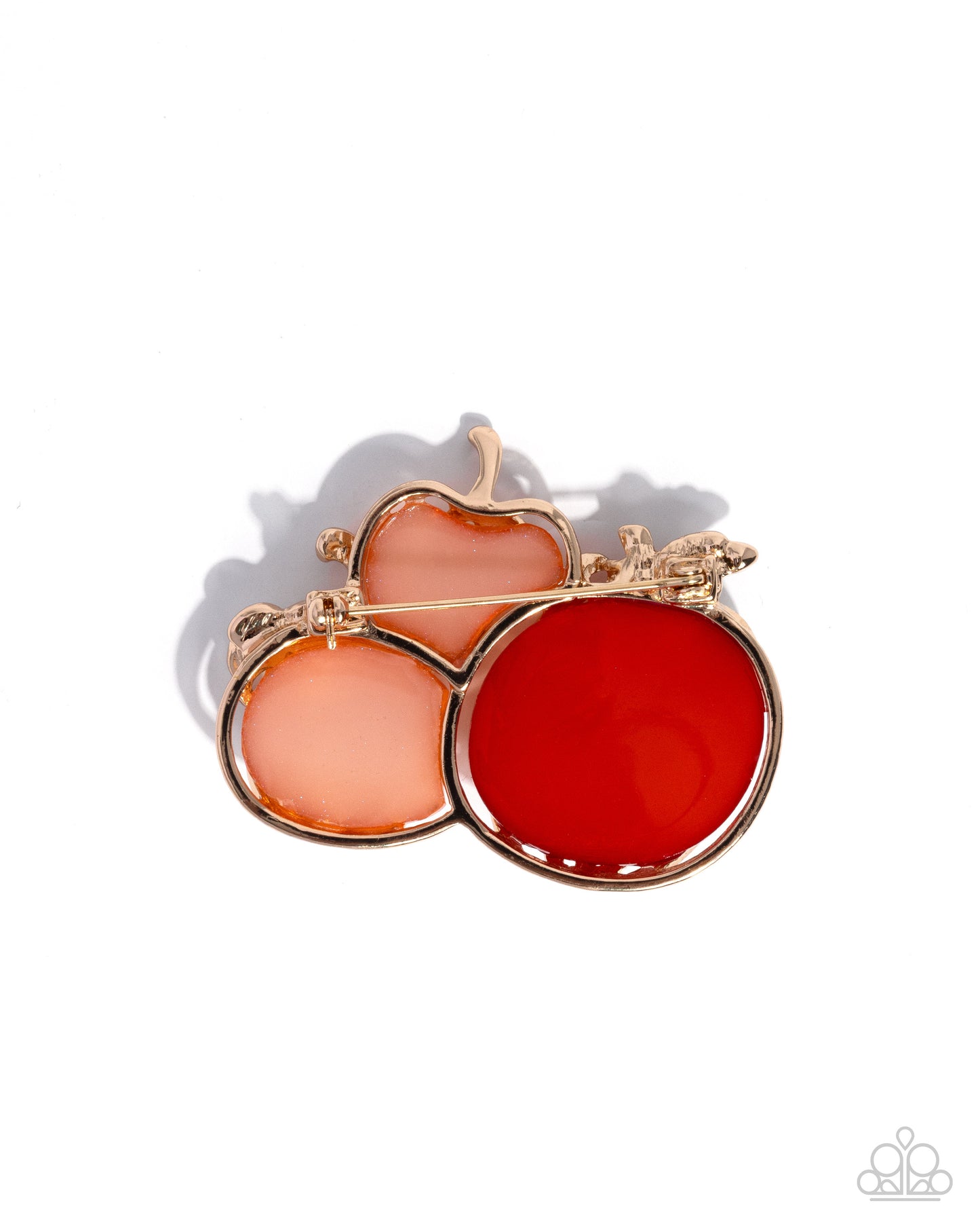 Pumpkin Pattern - Gold w/Orange Brooch