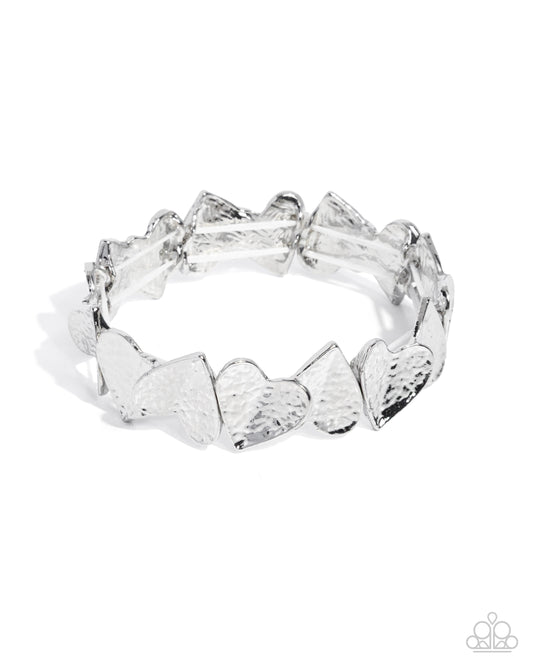 Swoon-Worthy Shimmer - Silver Heart  Bracelet