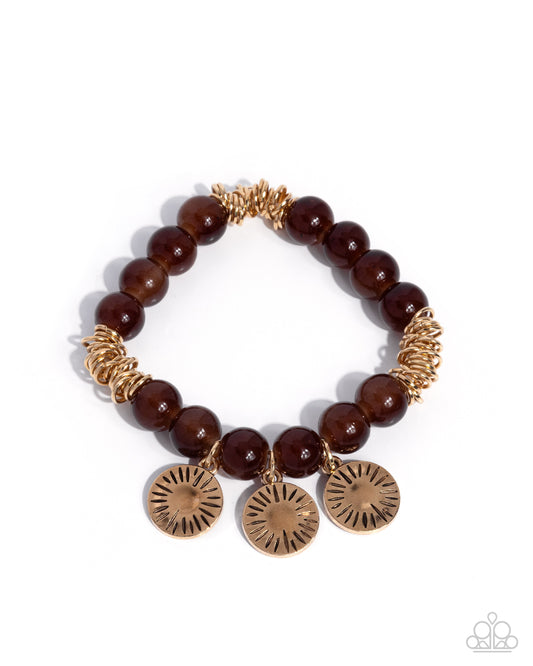 Daring Discs - Gold w/Brown Bracelet