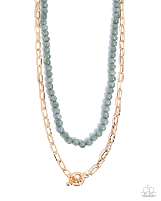 Compassionate Chic - Green w/Gold Necklace