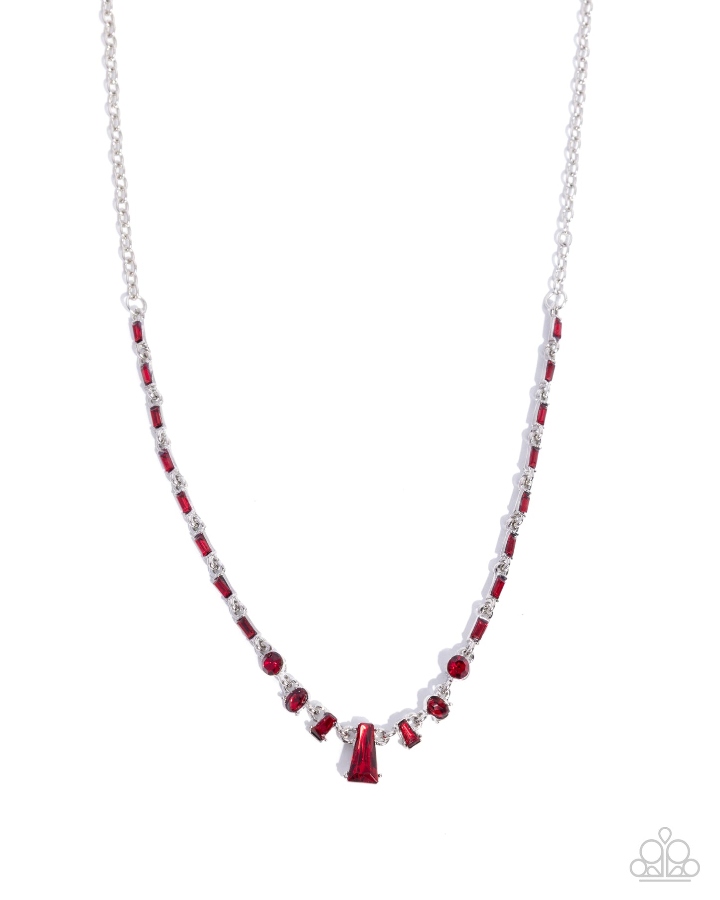 Boyfriends Gift - Silver w/Red Gem Necklace